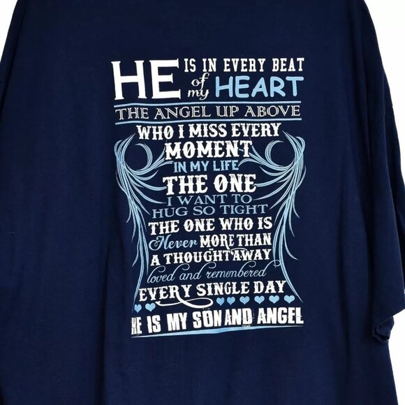 Hanes Mens Navy T Shirt Spellout Graphic Round Neck Pullover Short Sleeve 3XL - Picture 3 of 7